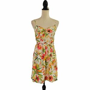 J. Crew‎ Vibrant Floral Spaghetti Strap Mini Dress Size 2 Beach Resort Tropical